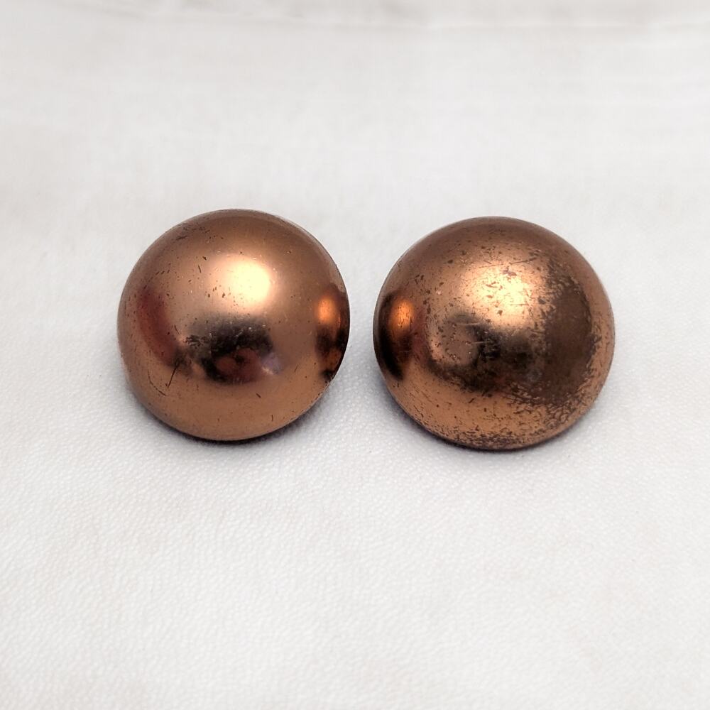 Vintage Renoir Clip On Earrings 7/8" Domed Copper - Condition Issues